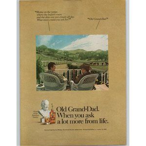 1977 Old Grand-Dad Kentucky Bourbon Head of the Family Vintage Print Ad Horses
